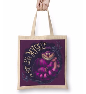 The Cheshire Cat Alices Adventures in Wonderland Kedi Bez Çanta Uzun Saplı