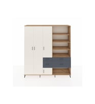 Hyperion Dolap 14 Raflı 4 Çekmeceli 4 Kapaklı 220x44x243 Çam-Aytaşı/Antrasit