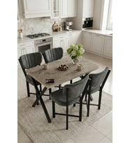 Mutfak Masası 4 Sandalyeli Set 110x70 cm Modern Masa Takımı Cafe Balkon Ofis Masa Elma 9887 Anstrast