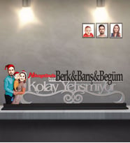 Kişiye Özel Yılbaşı Aile Karikatürlü Kolay Yetişmiyor Ahşap Biblo Model-1