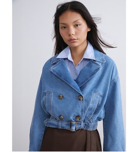 LCW Modest İndigo Oversize Kadın Jean Ceket