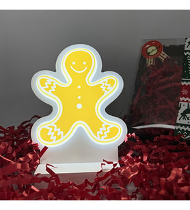 Kurabiye Yılbaşı Masaüstü Led Lamba/gece Lambası/usb’li Ve Uv Baskılı (leon—led Ile Neon Görünüm) 11*12,6 cm