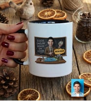 Kişiye Özel Karikatürlü Erkek Öğretmen Kupa Bardak Öğretmenler Günü Hediyesi