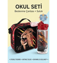 GALATASARAY LİSANSLI ASLAN BASKILI BESLENME ÇANTASI ve 500 ml SULUK (Sarı-Kırmızı)