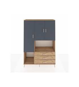 Hyperion Dolap 6 Raflı 3 Çekmeceli 3 Kapaklı 132x44x195 Çam-Antrasit/Çam