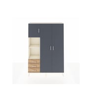 Arges Dolap 6 Raflı 3 Çekmeceli Tek Askılı 132x30x195 Aytaşı-Antrasit/Çam