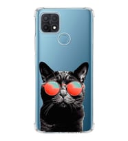 PrintiFy Oppo A15S Uyumlu Kedi 3 Baskılı Şeffaf Köşe Korumalı Antişok Kılıf