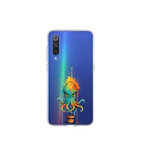 Xiaomi Mi 9 ile uyumlu Splash ahtapot tasarımlı şeffaf silikon kılıf
