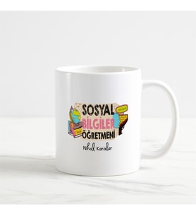 Sosyal Bilgiler Öğretmeni Kupa Bardak (3. Tasarım) (Beyaz)