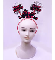 Happy Birthday Yazılı Püsküllü Neon Kırmızı Renk Doğum Günü Tacı 22x19 cm (5343)