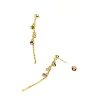 Renkli swarovski taşlı 925ayar gümüş altın kaplama sallantılı küpe