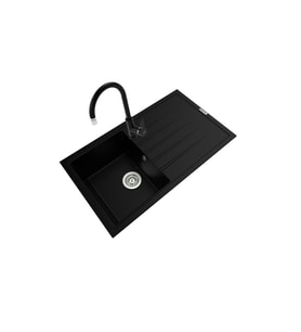 POLEX Cristalüx Granit Eviye P-03+Swan-3 Siyah