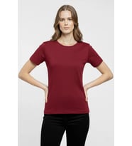 Essence Bordo Bisiklet Yaka Slim Fit Kadın Tişört - Günlük Basic Body