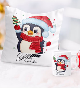 BK Gift Kişiye Özel Yılbaşı Mutlu Yıllar Tasarımlı Yastık Kupa Seti - 15