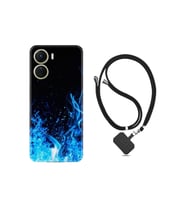 Vivo Y16 Kılıf Ipli Boyun Askılı Desenli Silikon Blue Fire 1678
