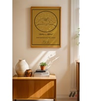 Kişiye Özel Yıldız Haritası Posteri Altın, Ahşap Çerçeveli Duvar Tablosu