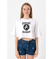Star Trek Starfleet Academy Beyaz Kadın Crop Tshirt