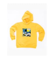 Batman baskılı kapüşonlu pamuklu kumaş çocuk sweatshirt (Sarı)