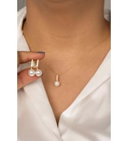 İNCİ KOLYE VE KÜPE SETİ 925 Ayar Gümüş Set