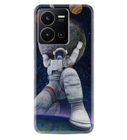 Vivo Y35 Kılıf Silikon Desen Özel Seri Astronot ve Dünya 1759