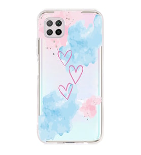 Huawei P40 Lite Uyumlu Kalp Desenli Şeffaf Telefon Kılıfı