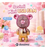 Dossimo DSM-903 Şarjlı Mini El Ve Masa Fanı Ayıcık Figürlü Mini El Pervanesi