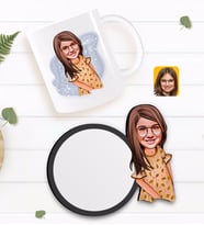 BK Gift Kişiye Özel Kız Çocuk Karikatürlü Beyaz Kupa ve Ahşap Bardak Altlığı Hediye Seti-8