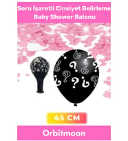 Premium Ürün Cinsiyet Belirleme Partisi Siyah Büyük Soru İşaretli 45cm Kız Bebek Baby Shower Balonu