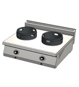 CSA Karacasan 80 cm 700 Seri Set Üstü Çift Gözlü Tüplü Wok Ocak