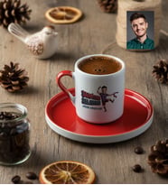 Kişiye Özel Karikatürlü Bordo Mavi Taraftar Türk Kahvesi Fincanı Doğum Günü Hediyesi