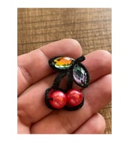 4 CM Taşlı boncuklu kiraz aplike arma yama