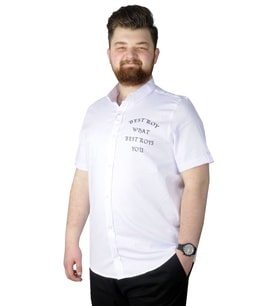 Mode XL Büyük Beden Gömlek Baskılı Bestroy 22364 Beyaz