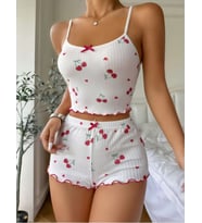 Kadın Askılı Bluz Şortlu Örme Takım Trend Moda (Beyaz)
