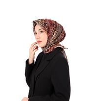 Bursa İpek Mürdüm Zebra Leopar Desen Twill İpek Eşarp