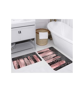Rovigo Home Dijital Baskılı 2'li Banyo paspas Takımı RVG5241 (Pembe)