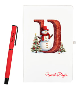 Arkadaşa Yılbaşı Hediyesi Kişiye Özel Defter ve Roller Kalem Seti