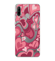 Huawei P30 Lite Uyumlu Kalp Desenli Şeffaf Telefon Kılıfı