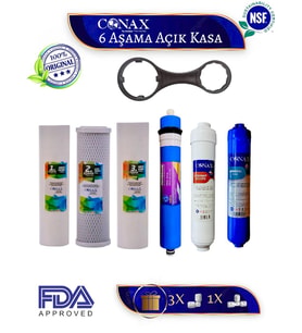 Conax Tüm Açık Kasalar Için Filtre Seti (ORJİNAL YENİ SERİ) 6 Aşamalı, 80 gpd Membran