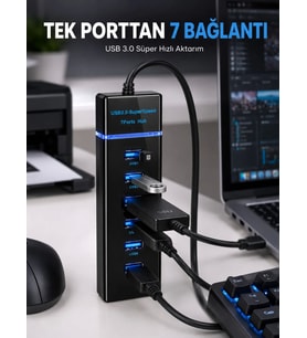 USB Hub 7 Port USB 3.0 Çoklayıcı Windows Uyumlu