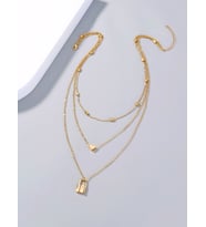 Altın  Rengi Kilit ve Kalp Charm Katmanlı Kolye