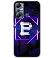 İnfinix Hot 20i Kılıf HD Desen Baskılı Kılıf - Dark Neon Yaprak B Harfi