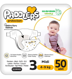 Protection Bebek Bezi 3 Numara Midi (4-9 Kg) 50 Adet – Jumbo Paket, Maksimum Koruma