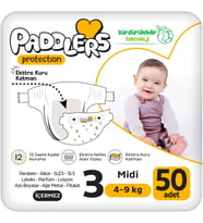 Protection Bebek Bezi 3 Numara Midi (4-9 Kg) 50 Adet – Jumbo Paket, Maksimum Koruma
