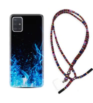 Samsung a71 A72 A73 A7 A9 2018 C7 C9 Kılıf Boyun Asklı Rasta Silikon Blue Fire 1678