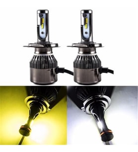 Space 12V Çift Renk Sarı Beyaz H4 Led Far Ampulü (kısa beyaz Uzun Sarı) Premium