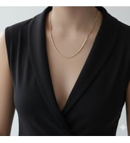 Lente Aksesuar 14K Altın Kaplama Orta Kalın Yansımalı Yılan Kolye-Tarz Kadın Kolye (Gold)