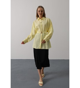 Kuşak Detaylı Tunik Gömlek - Sarı