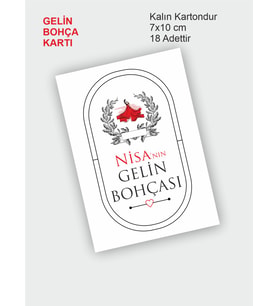 Gelin Bohçası Kartları, Gelin Çeyiz Bohça Kartı, Bohça Kartı 18 Adet 7x10 Cm Karton