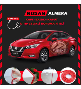 Nissan Almera Oto Araç Kapı Koruma Fitili 5metre Parlak Kırmızı Renk
