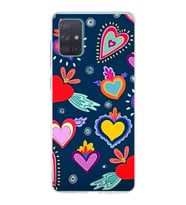 PrintiFy Samsung Galaxy A71 ile Uyumlu 1mm Slim Fit Retro Colors 3 Baskılı Şeffaf  Kılıf